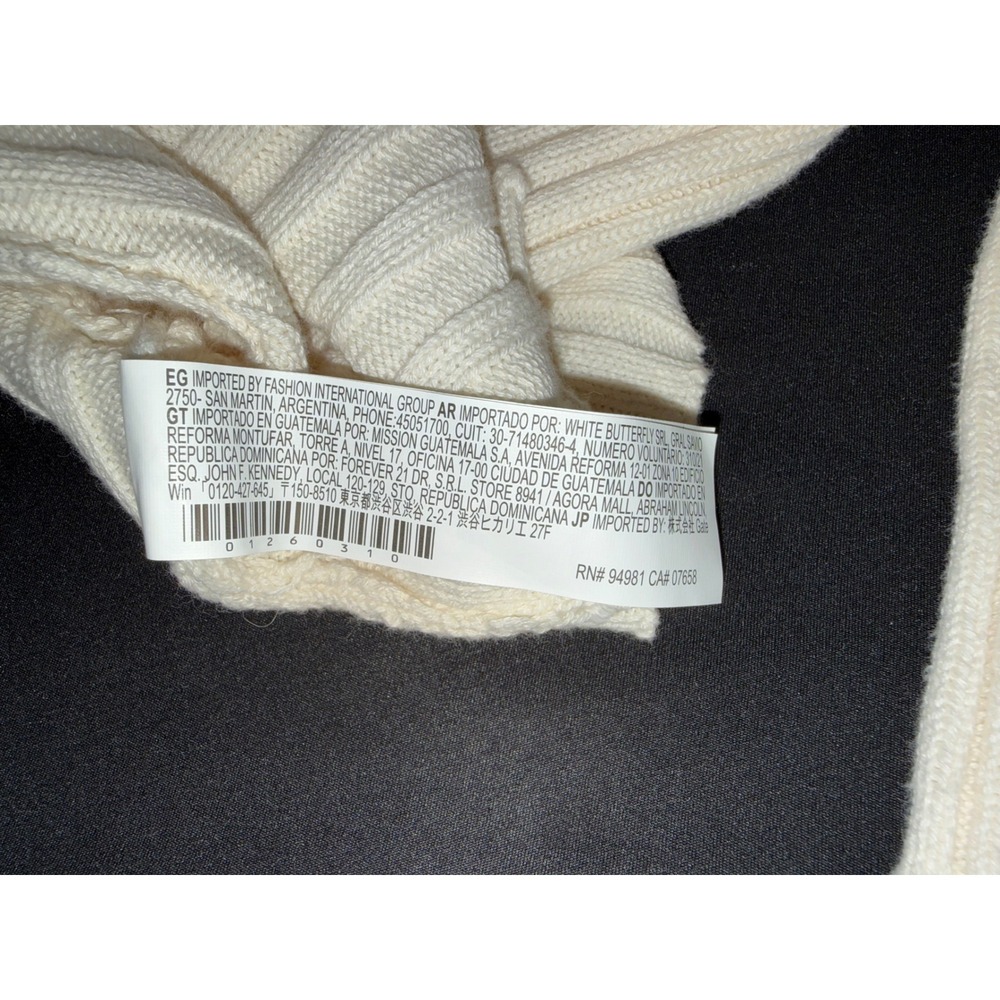 Forever 21 Cream Ribbed Knit Handkerchief Hem Cropped Sweater Womens Large - Picture 4 of 7